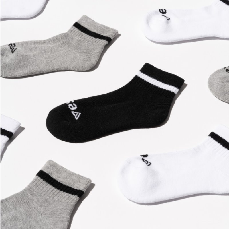 Black Vessi Mid Crew Socks Kids' Socks | fufkR4j