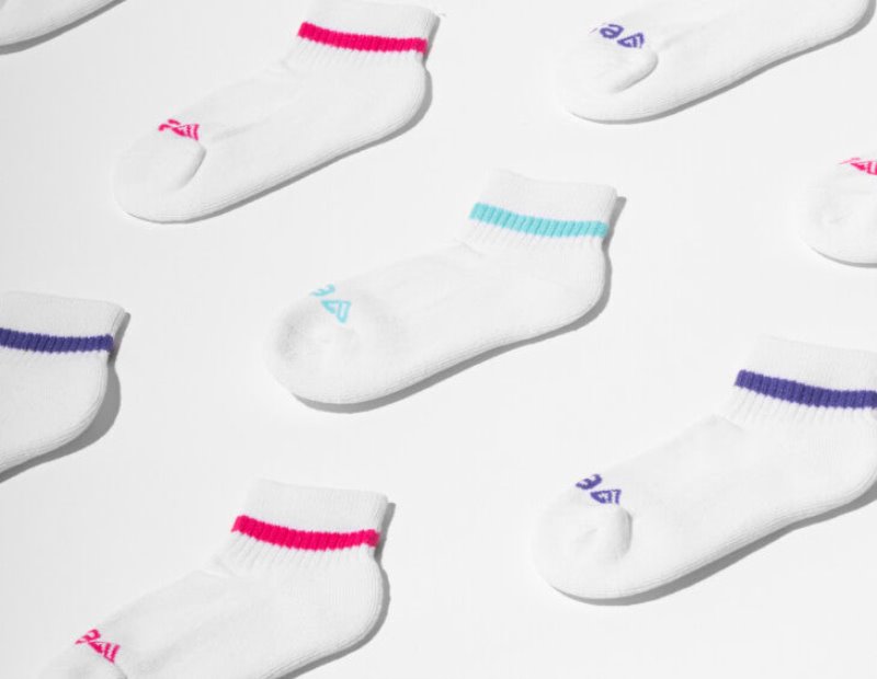 White / Rose Vessi Mid Crew Socks Kids' Socks | KTS9QxW