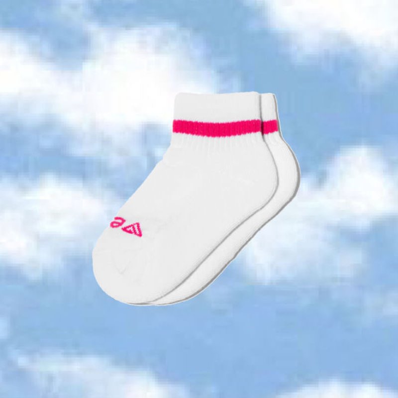 White / Rose Vessi Mid Crew Socks Kids\' Socks | KTS9QxW